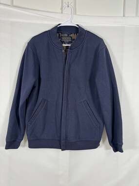 Pendleton Men's Navy Blue Cotton Bomber Jacket with Native Pattern Lining Size M